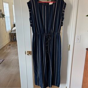 Universal Thread Navy and Grey Striped Wide Leg Romper